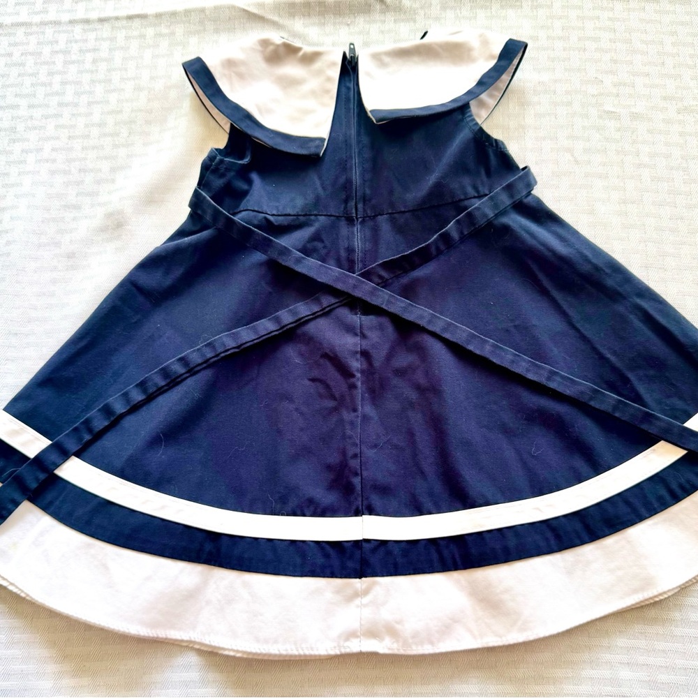 Good Lad Vintage Nautical Sailor Baby Dress Navy Blue White Red Bow 12 Months - Picture 4 of 4